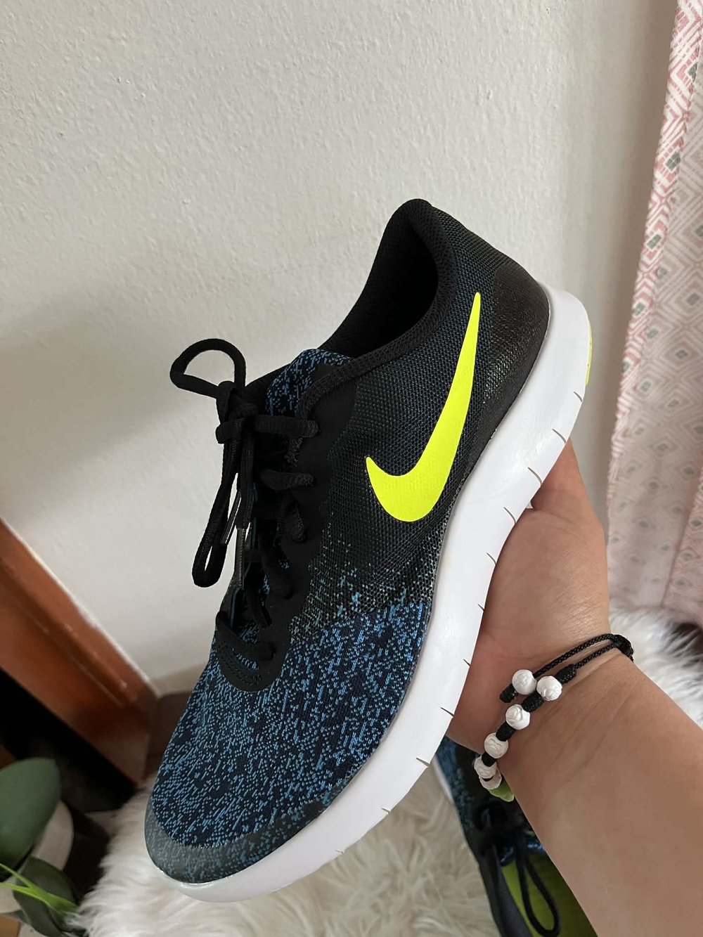 Nike Black Teal Running Shoe with Neon Yellow Swoosh Unisex